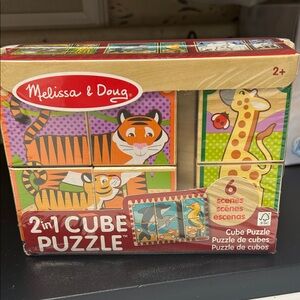 Melissa & Doug 2-in-1 Cube Puzzle - Orange, Green, Purple